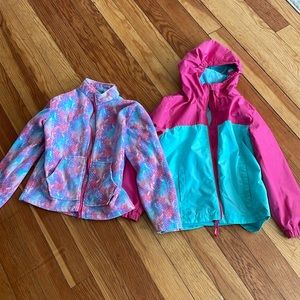 2 piece fleece zip-up and rain jacket 10/12
